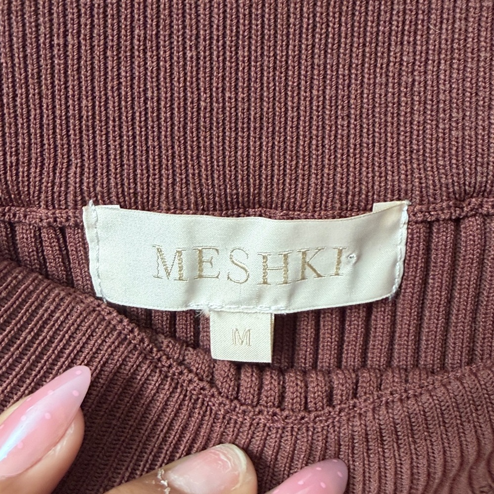 MESHKI Ribbed Midi Maxi Skirt Brown Size M - Picture 3 of 5